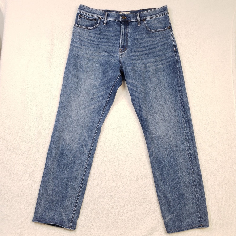 Madewell Selvedge 1991 Straight Jeans Mens 38x34 Blue Medium Wash Stretch Denim